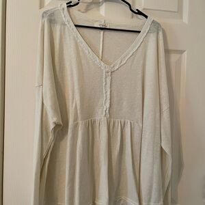 Umgee Cream V-Neck Tunic Top